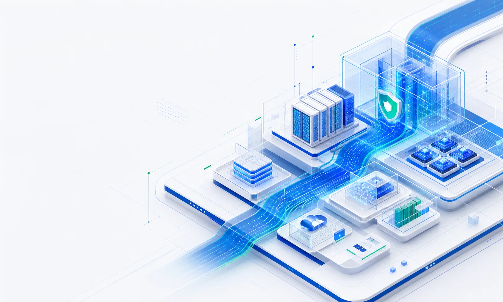 Secure AI infrastructure architecture with data flow, private platforms and governance controls